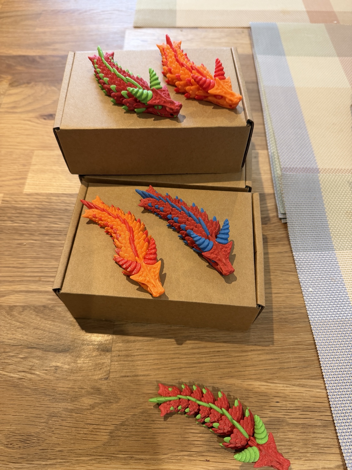 Colourful dragons: Bright, articulated dragons with plenty of character.