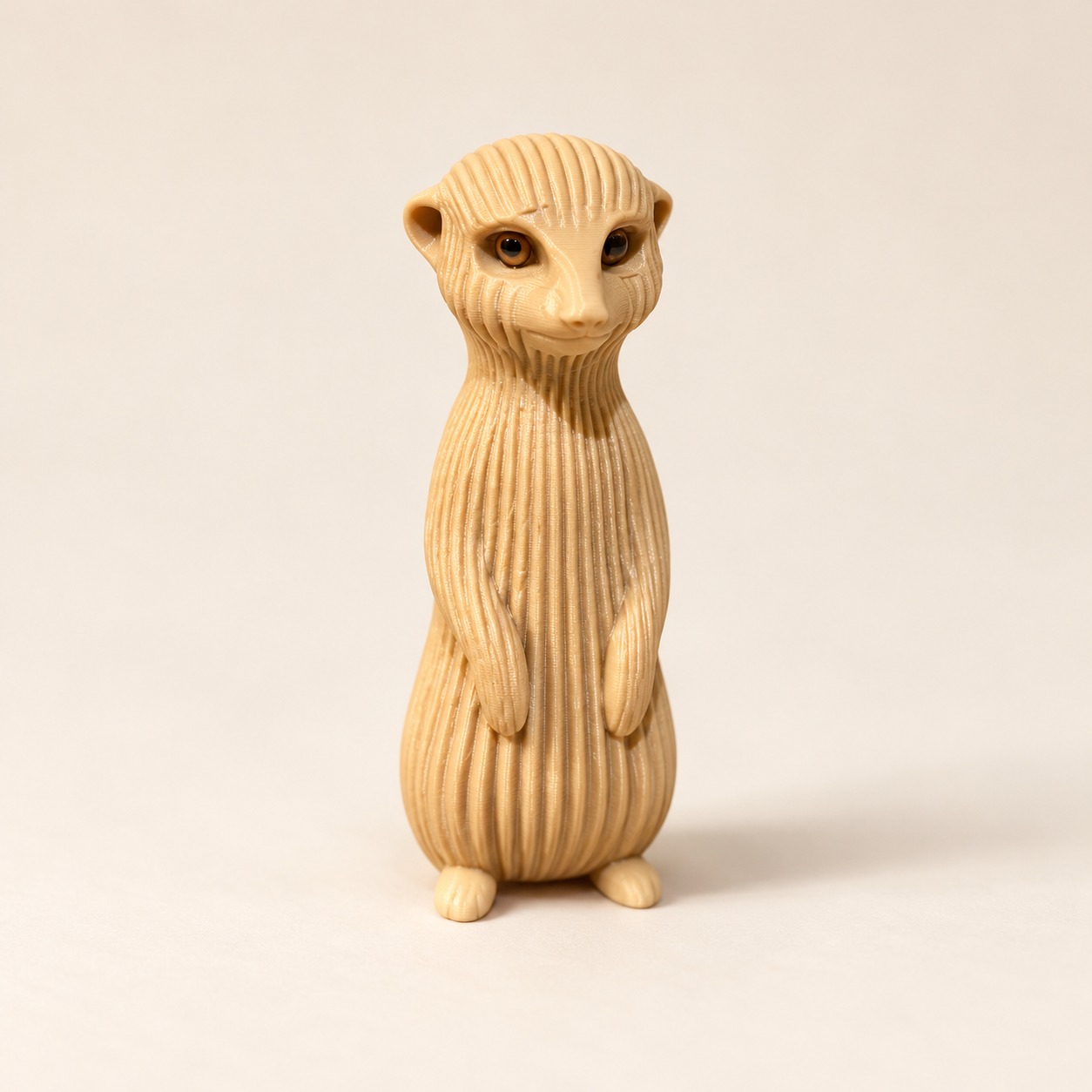A little meerkat with a ribbed finish and plenty of character.