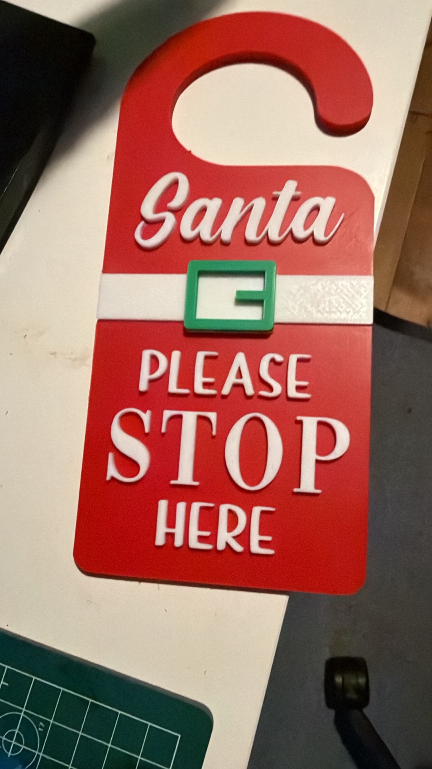 Santa, stop here!: A cheerful door hanger for the Christmas countdown.